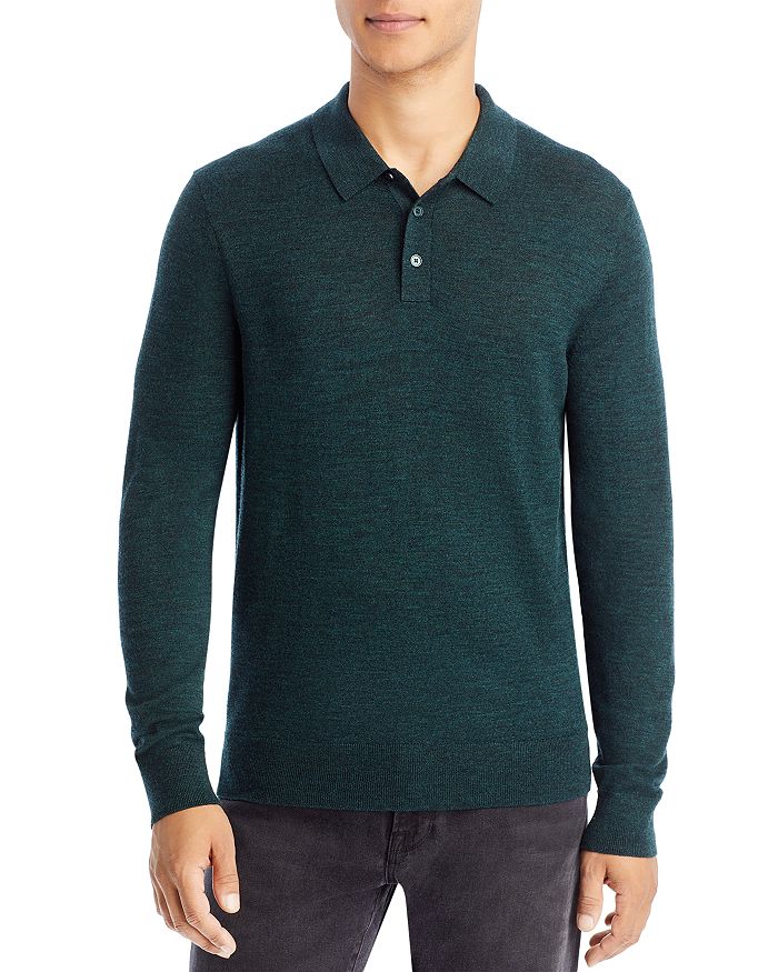 Michael Kors - Merino Wool Regular Fit Long Sleeve Polo Shirt
