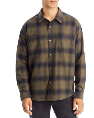 Plaid Flannel Shirt In Khaki Grre