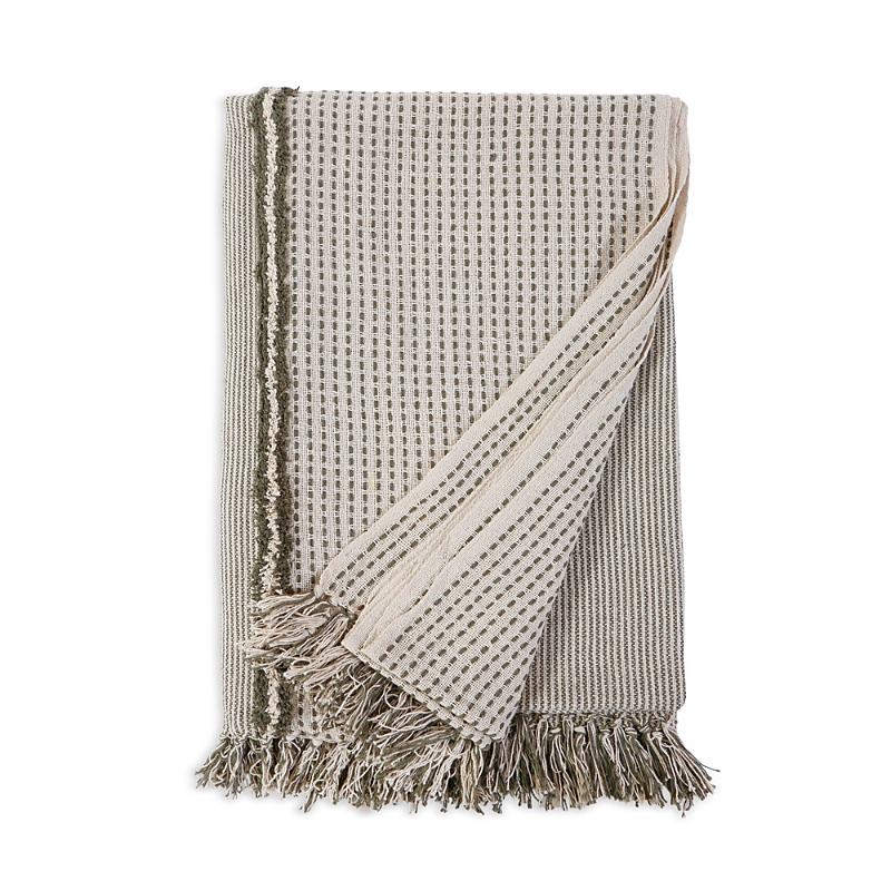 Pom Pom At Home Jagger Oversized Throw In Ivory/moss
