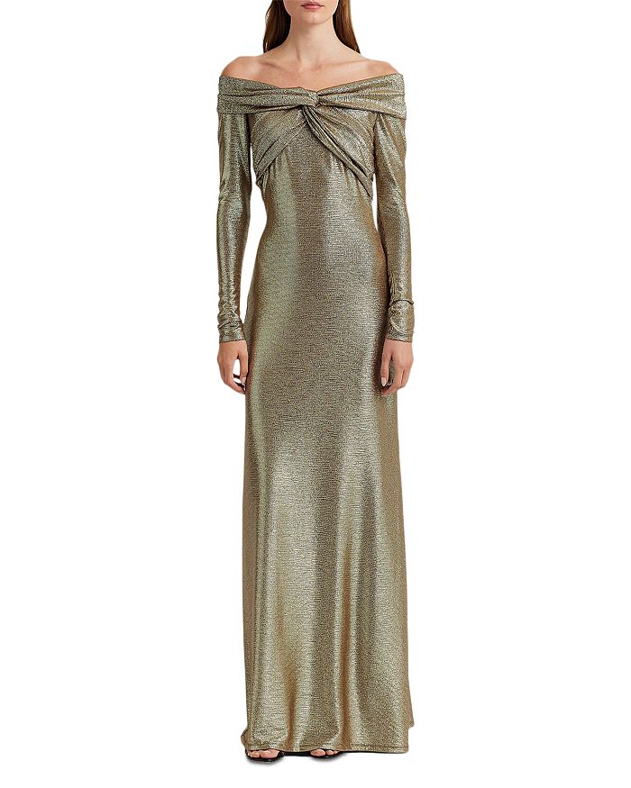 Ralph Lauren Metallic Off The Shoulder Gown | Bloomingdale's