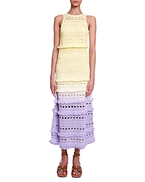 MAJE colour GRADIENT CROCHET MAXI DRESS