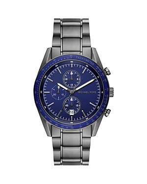 Michael Kors Oversized Accelerator Gunmetal Watch In Blue/gray