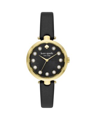 Kate Spade Women's Holland Goldtone Stainless Steel, Mother-of-pearl & Leather Strap Watch/34mm In Black