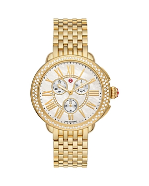 MICHELE SEREIN 18K GOLD-PLATED DIAMOND CHRONOGRAPH, 38MM