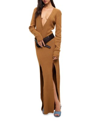knee length dresses for ladies STORM OFF THE SHOULDER MAXI SWEATER DRESS – AKIRA main image 1