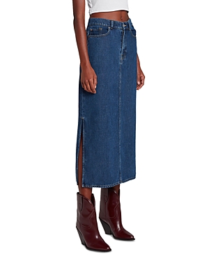 Shop 7 For All Mankind Denim Maxi Skirt In Bluenote
