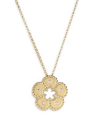 Roberto Coin 18K Yellow Gold Daisy Diamond Flower Pendant Necklace, 16-18 - Exclusive