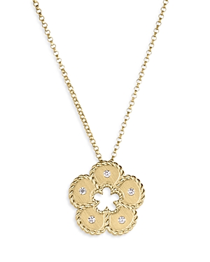 Roberto Coin 18K Yellow Gold Daisy Diamond Flower Pendant Necklace, 16-18 - 100% Exclusive