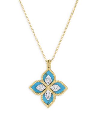 Roberto Coin - 18K Yellow Gold Diamond & Turquoise Venetian Princess Pendant Necklace