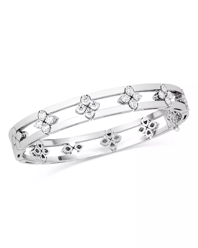 Roberto Coin 18K White Gold Diamond Love In Verona Bangle Bracelet