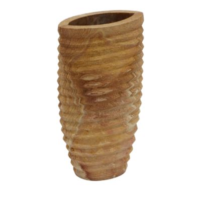 Saava Ribbed Stone Vase in Sandstone