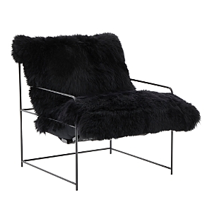 TOV FURNITURE KIMI BLACK GENUINE SHEEPSKIN CHAIR