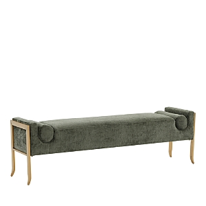 Shop Tov Furniture Ines Textured Velvet Bench In Green