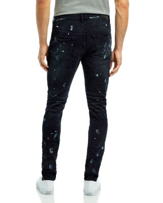 Paint Splatter Ripped Knee Black Skinny Jeans