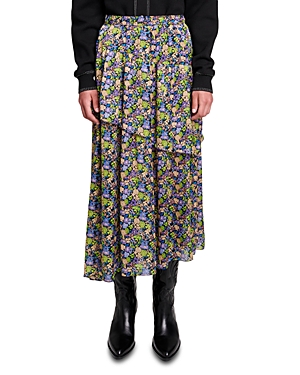 Maje Jisoleur Ruffle Skirt In Primroses