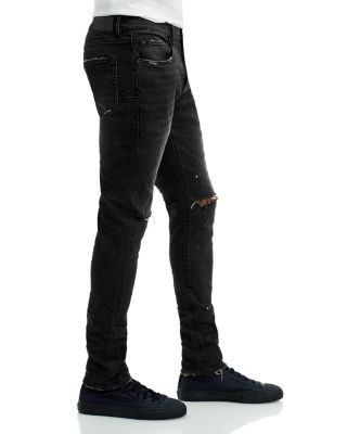P001-BOS Slim Fit Jeans in Black Over Spray 