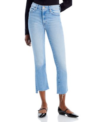 MOTHER The Insider High Rise Crop Step Fray Bootcut Jeans | Bloomingdale's