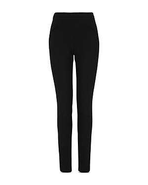 Armani Collezioni Stretch Wool Skinny Pants In Solid Black
