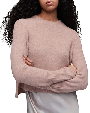 Allsaints Wick Wool Blend Crop Sweater In Pashmina Pink