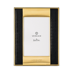 Versace Vhf11 Picture Frame, 4" X 6" In Gold/black