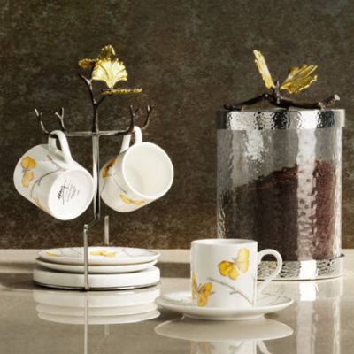Butterfly Ginkgo Gold Demitasse Set, Service for 4
