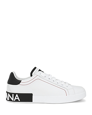 Dolce & Gabbana Men's Lace Up Low Top Sneakers In White/black