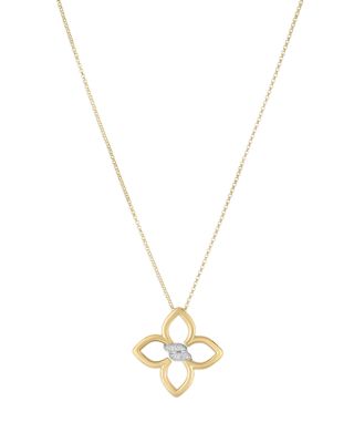 Roberto Coin 18K Yellow Gold Cialoma Diamond Flower Pendant Necklace, 17
