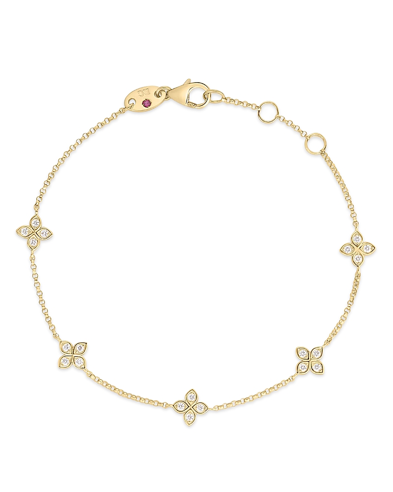 Roberto Coin 18k Yellow Gold Diamonds By The Inch Five Station Bracelet In Gold