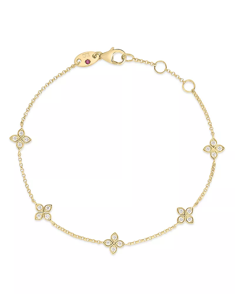 Roberto Coin 18K Yellow Gold Verona Love by the Inch Diamond Station Bracelet