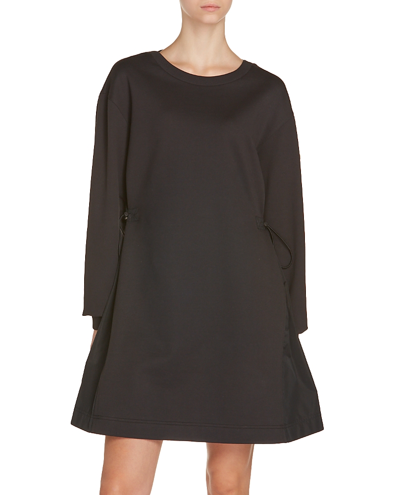 MONCLER MIXED MEDIA DRAWCORD MINI DRESS