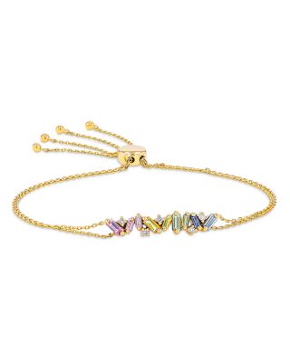 SUZANNE KALAN - 18K Yellow Gold Frenzy Patel Rainbow Sapphire & Diamond Bolo Bracelet