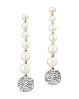 Bloomingdale's - Diamond (0.48 ct. t.w.) & Multi Cultured Freshwater Pearls Drop Earrings in 14K Yellow Gold