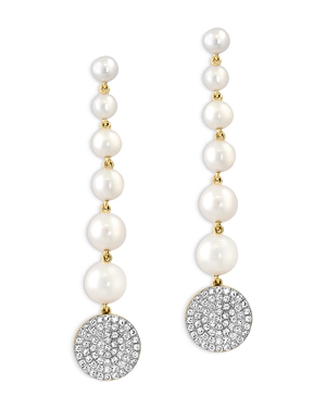 Bloomingdale's Diamond (0.48 ct. t.w.) & Multi Cultured Freshwater Pearls Drop Earrings in 14K Yello