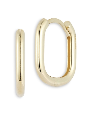 14K Yellow Gold Polished Small Oval Hoop Earrings