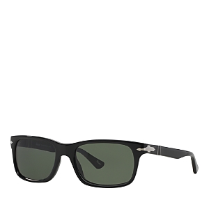 Persol Polarized Rectangle Sunglasses, 58mm In Black/green Solid