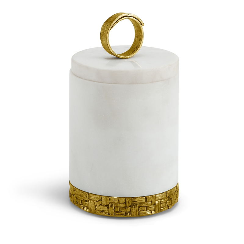 Michael Aram Palm Box Container In Marble/gold