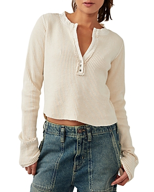 FREE PEOPLE COLT WAFFLE KNIT HENLEY TOP