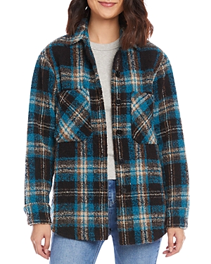 Shop Karen Kane Boucle Shirt Jacket In Plaid