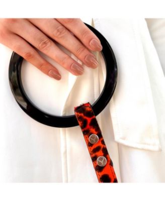 Short Susan Red Leopard Embossed Leather Dog Leash