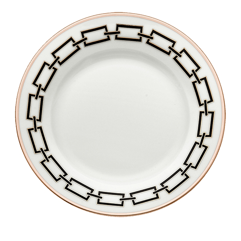 Ginori 1735 Catene Impero Shape Round Flat Plate In Black