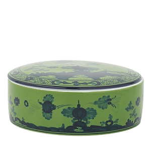 Ginori 1735 Oriente Italiano Round Box With Cover In Green