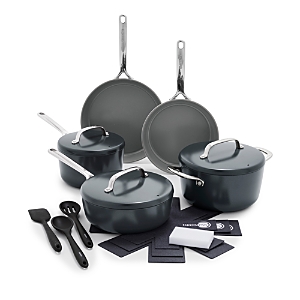 Greenpan Gp Infinite8 11-piece Anodized Aluminum Ceramic Nonstick Cookware Set In Slate