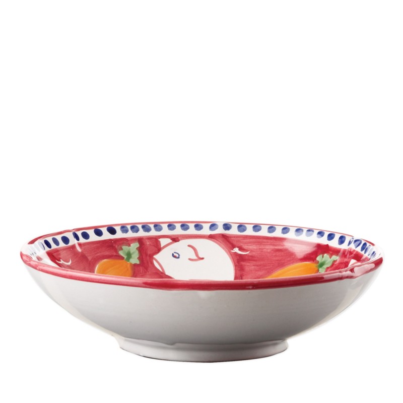 Vietri Campagna Porco Coupe Pasta Bowl in Red