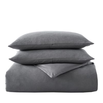 Solid Textured Pleats Charcoal Cotton Bedding Collection