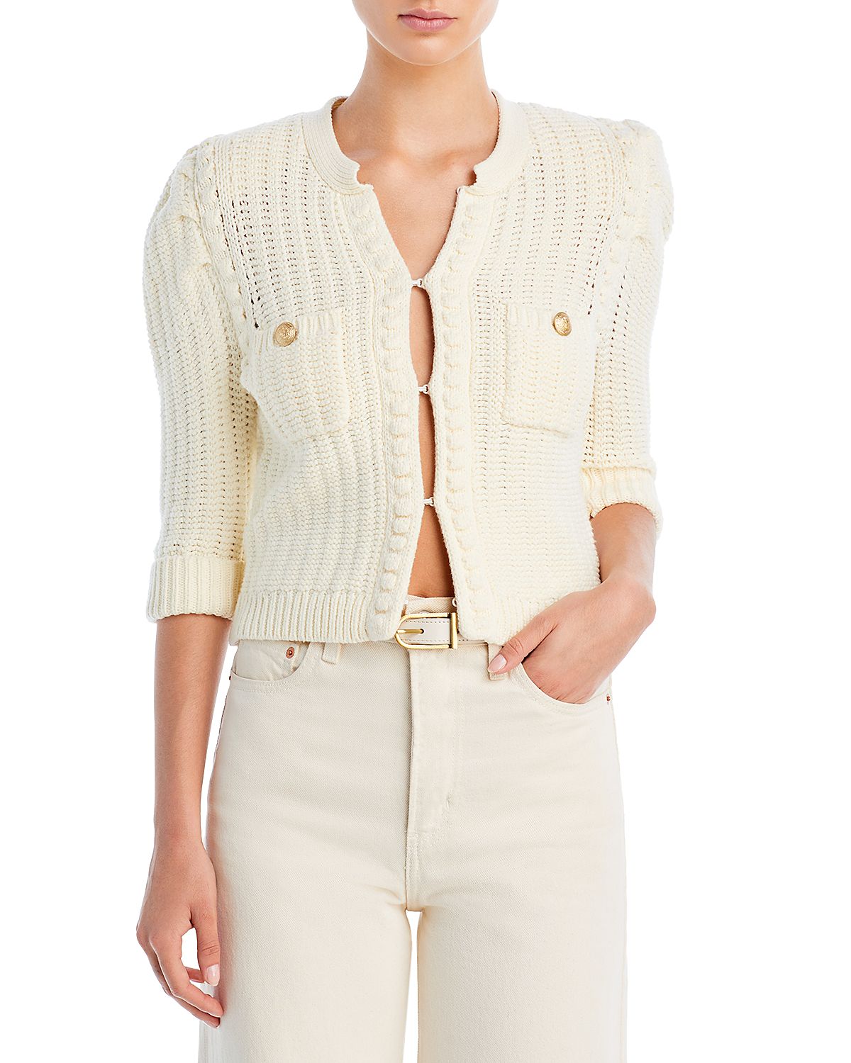 L'Agence Delilah Crop Textured Cardigan