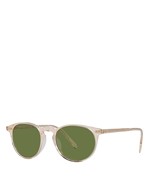 Oliver Peoples Riley 0ov5004su 109452 Round Sunglasses In Beige/green Solid