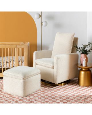 Cali Pillowback Swivel Glider in Boucle