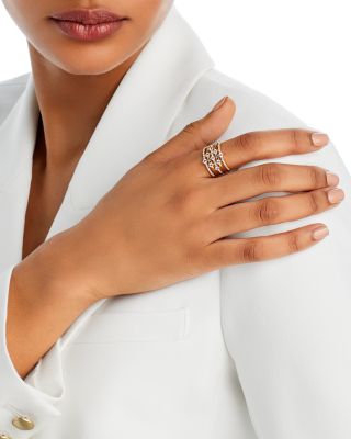 Diamond Multirow Statement Ring in 14K Yellow Gold, 1.0 tcw