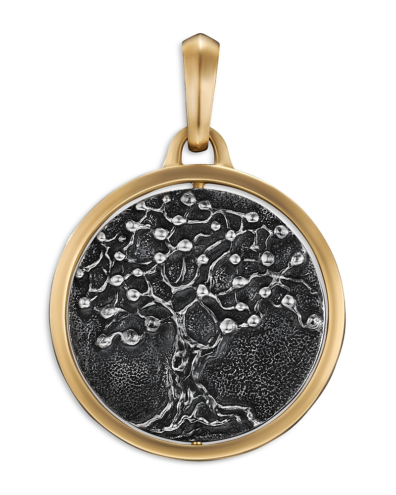 David Yurman Men's Life & Death Duality Amulet in Sterling Silver with 18K Yellow Gold, 30mm