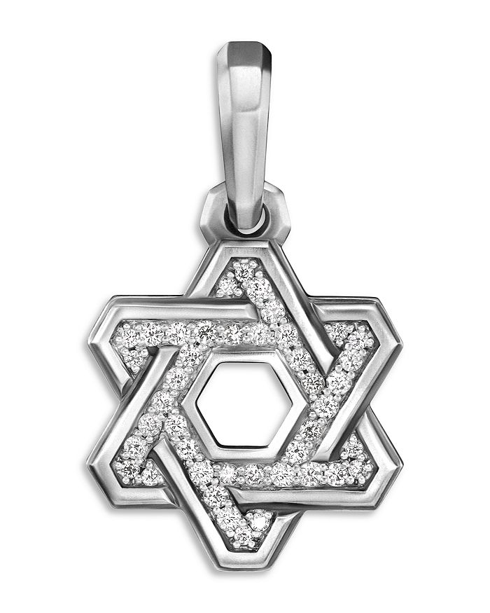 David Yurman - Men's Sterling Silver Deco Diamond Star of David Pendant